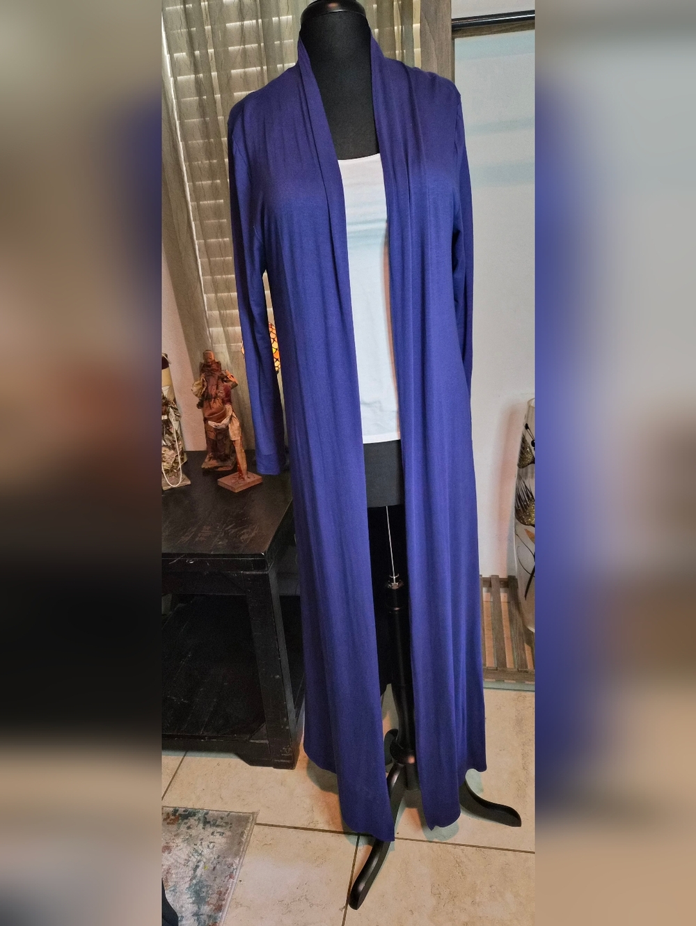 Isaac Liev Long Open Front Cardigan - Deep Royal Blue